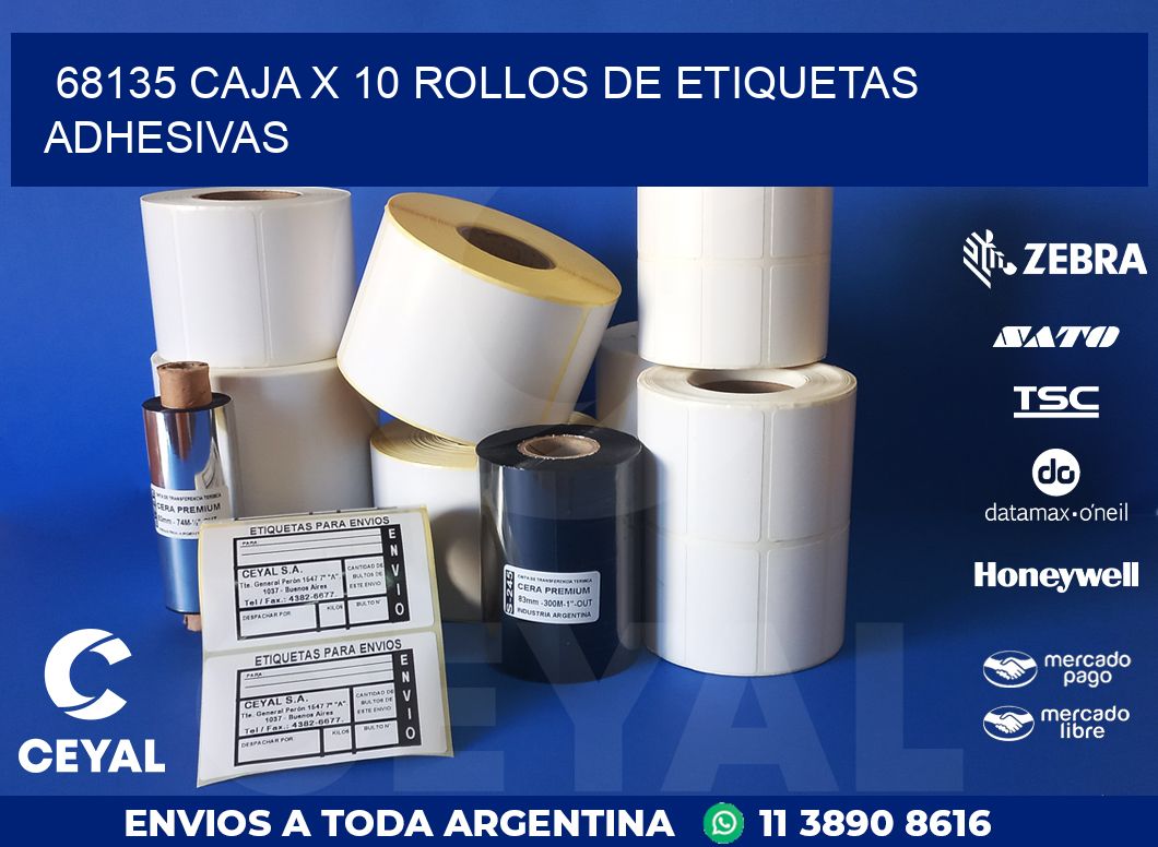 68135 CAJA X 10 ROLLOS DE ETIQUETAS ADHESIVAS