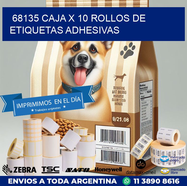 68135 CAJA X 10 ROLLOS DE ETIQUETAS ADHESIVAS