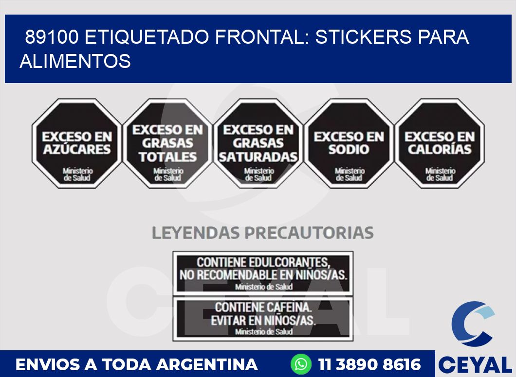 89100 ETIQUETADO FRONTAL: STICKERS PARA ALIMENTOS