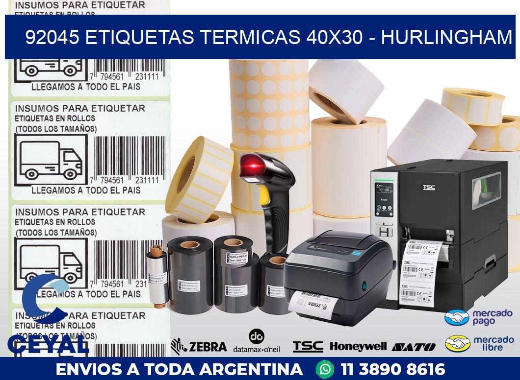 92045 ETIQUETAS TERMICAS 40X30 - HURLINGHAM