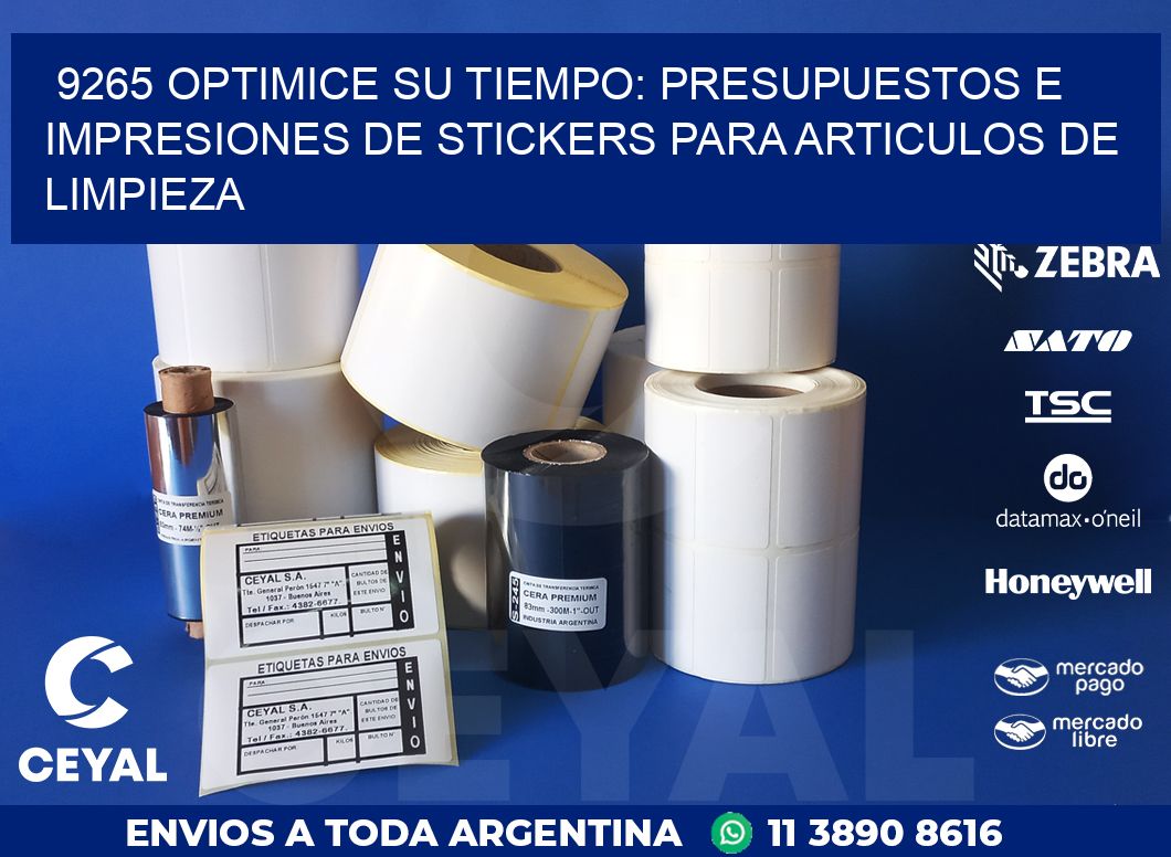 9265 OPTIMICE SU TIEMPO: PRESUPUESTOS E IMPRESIONES DE STICKERS PARA ARTICULOS DE LIMPIEZA