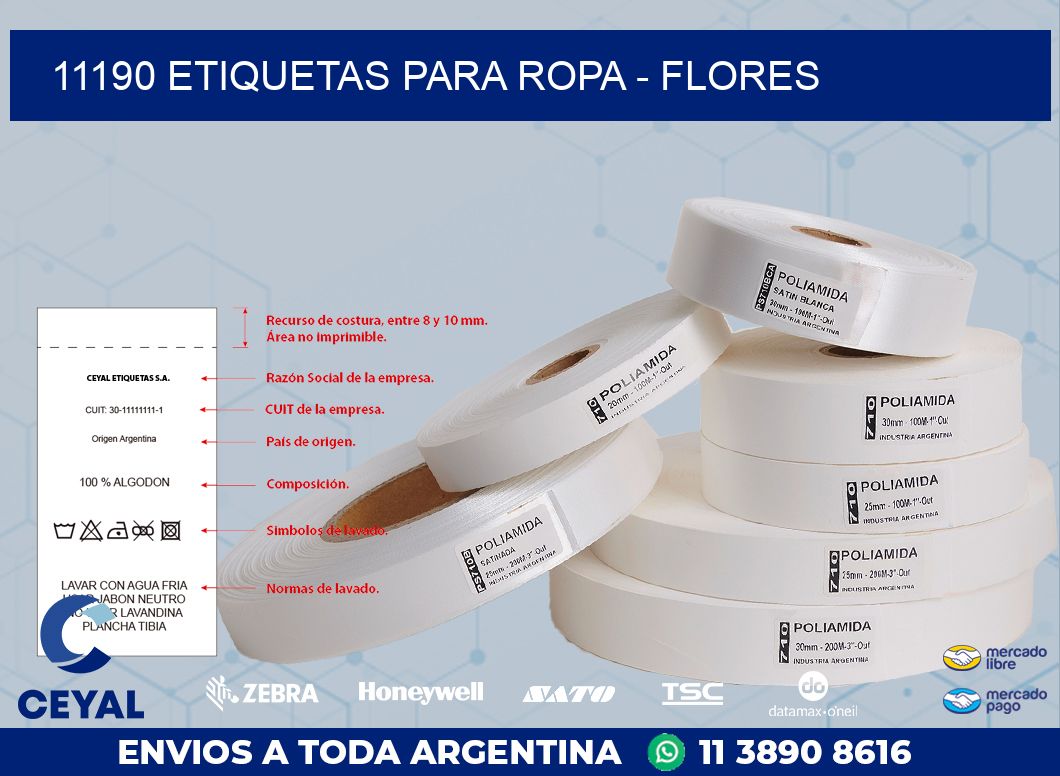 11190 ETIQUETAS PARA ROPA - FLORES