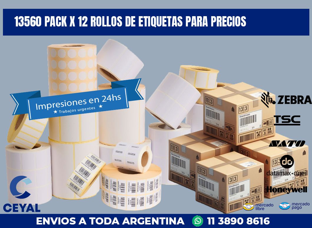 13560 PACK X 12 ROLLOS DE ETIQUETAS PARA PRECIOS