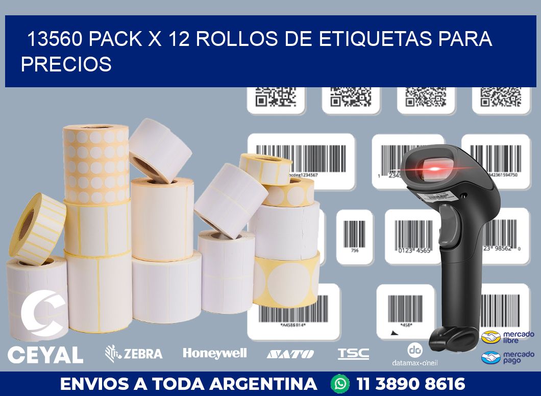 13560 PACK X 12 ROLLOS DE ETIQUETAS PARA PRECIOS