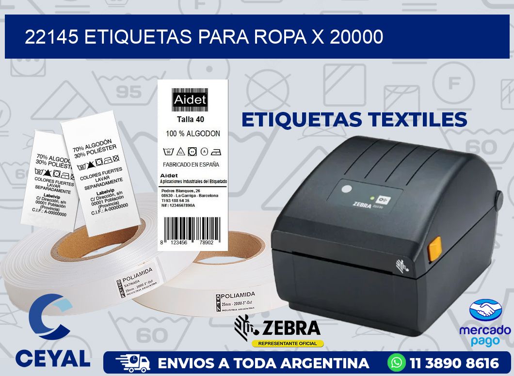 22145 ETIQUETAS PARA ROPA X 20000