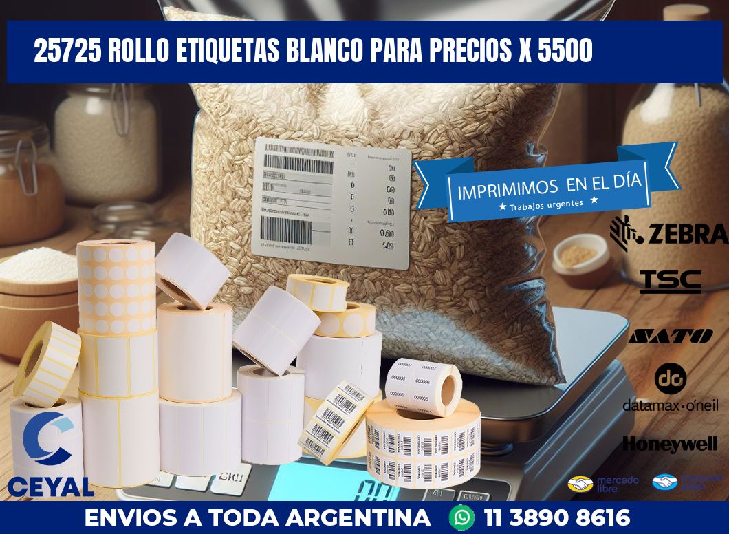 25725 ROLLO ETIQUETAS BLANCO PARA PRECIOS X 5500