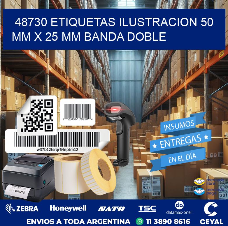 48730 ETIQUETAS ILUSTRACION 50 MM X 25 MM BANDA DOBLE