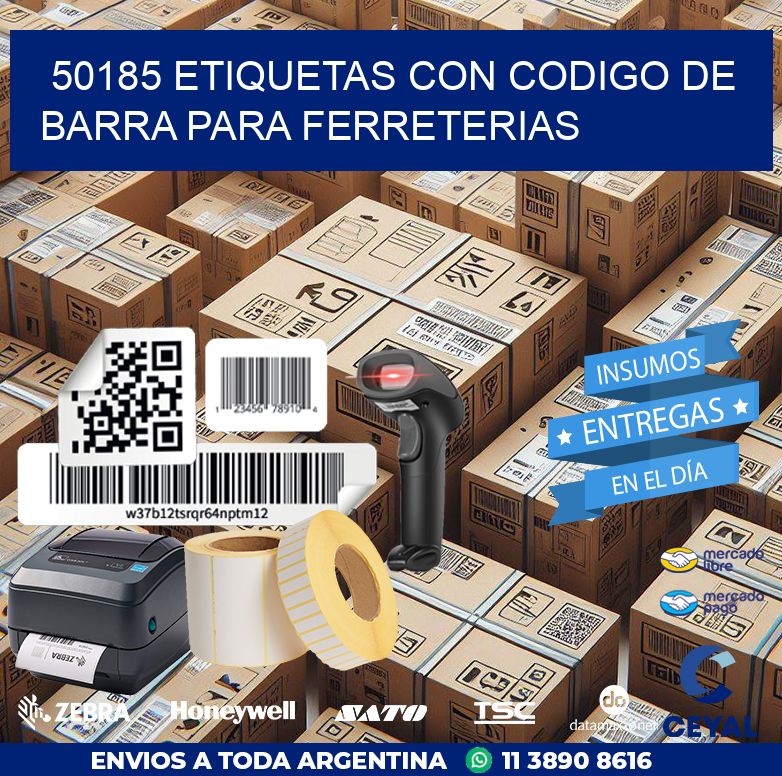 50185 ETIQUETAS CON CODIGO DE BARRA PARA FERRETERIAS