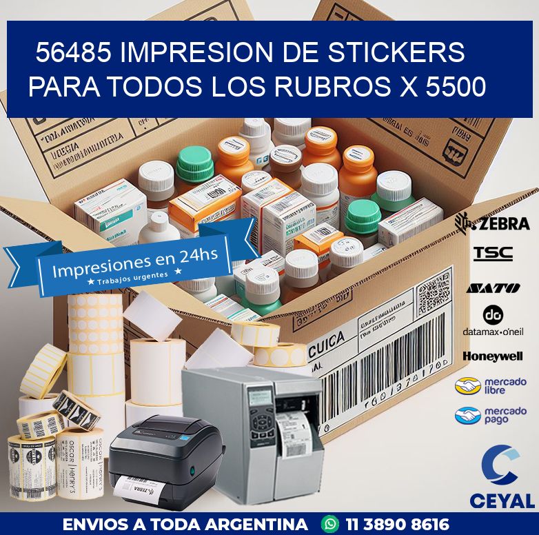 56485 IMPRESION DE STICKERS PARA TODOS LOS RUBROS X 5500