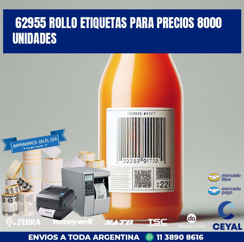 62955 ROLLO ETIQUETAS PARA PRECIOS 8000 UNIDADES