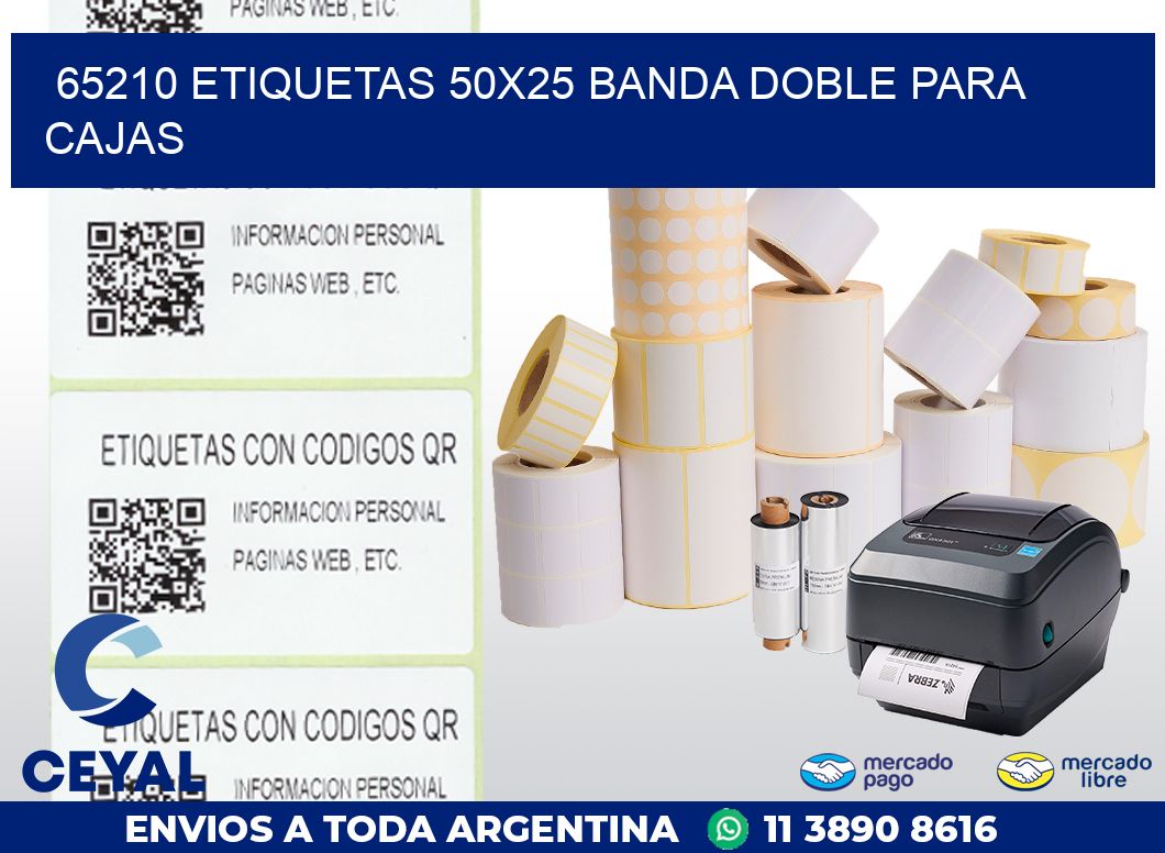 65210 ETIQUETAS 50X25 BANDA DOBLE PARA CAJAS