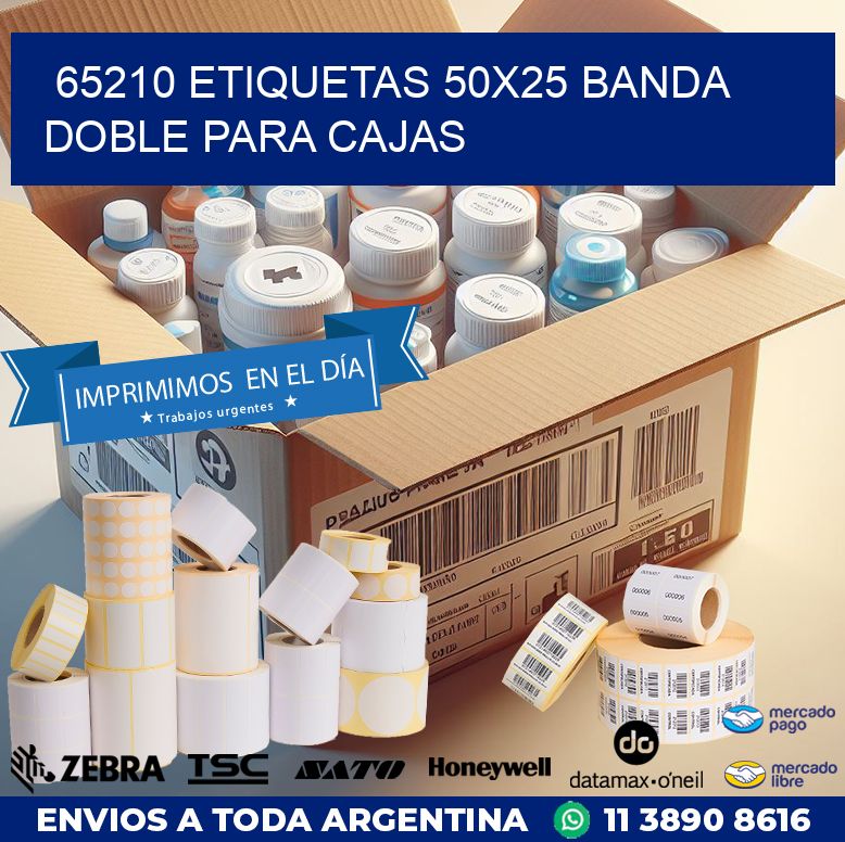 65210 ETIQUETAS 50X25 BANDA DOBLE PARA CAJAS