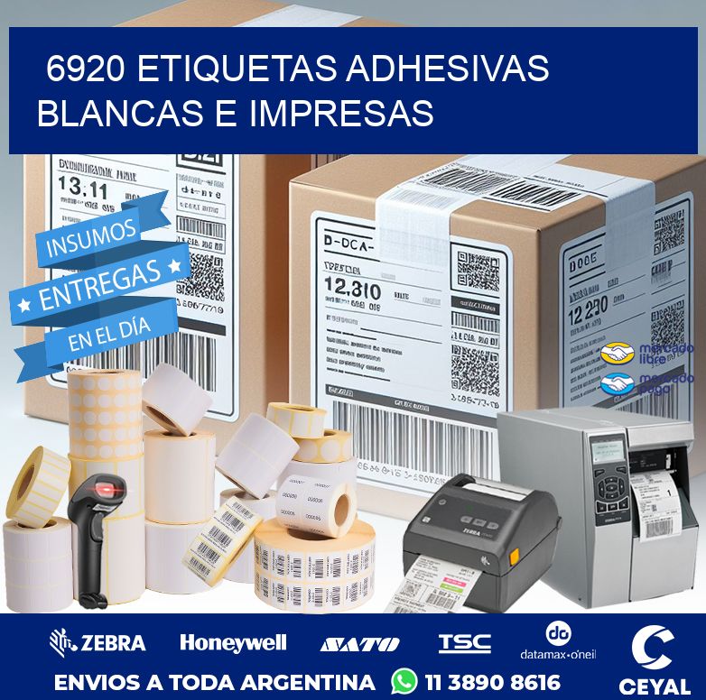 6920 ETIQUETAS ADHESIVAS BLANCAS E IMPRESAS