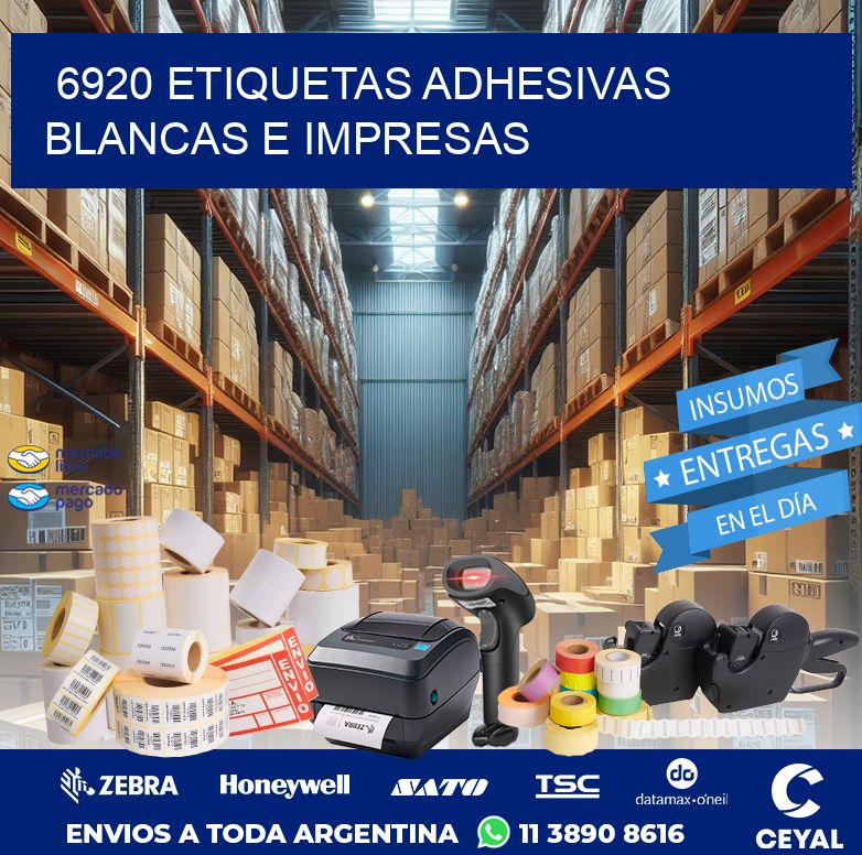 6920 ETIQUETAS ADHESIVAS BLANCAS E IMPRESAS