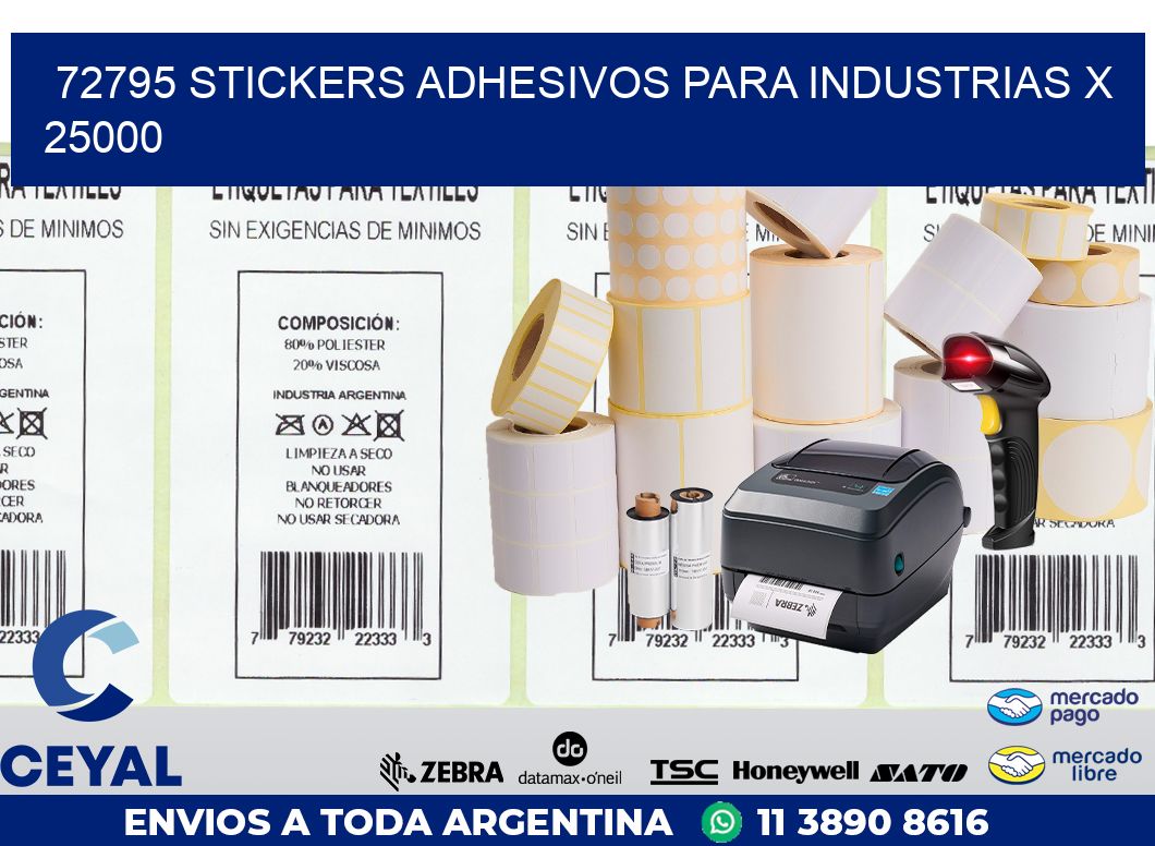 72795 STICKERS ADHESIVOS PARA INDUSTRIAS X 25000