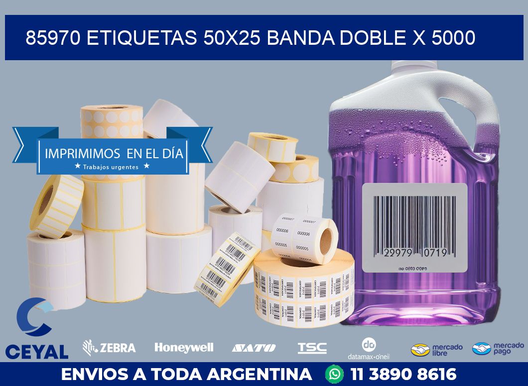 85970 ETIQUETAS 50X25 BANDA DOBLE X 5000