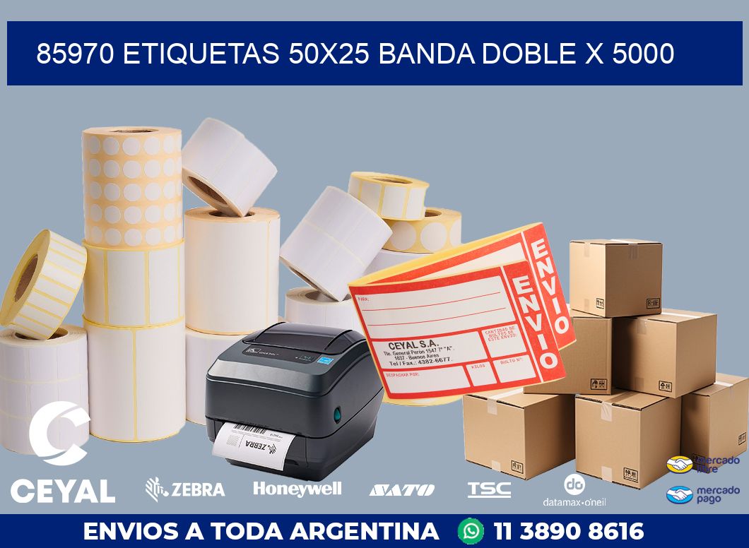 85970 ETIQUETAS 50X25 BANDA DOBLE X 5000