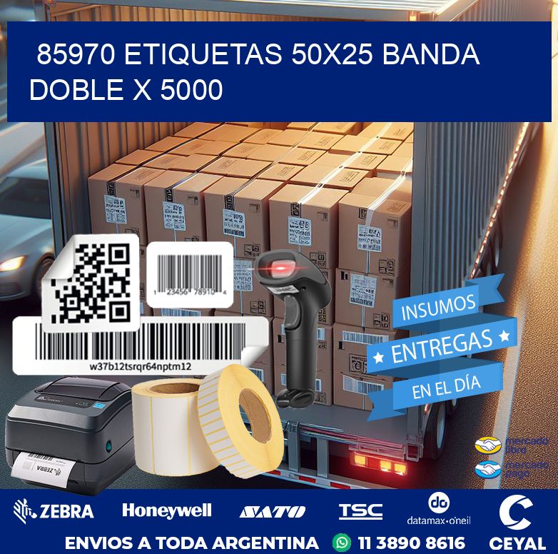 85970 ETIQUETAS 50X25 BANDA DOBLE X 5000