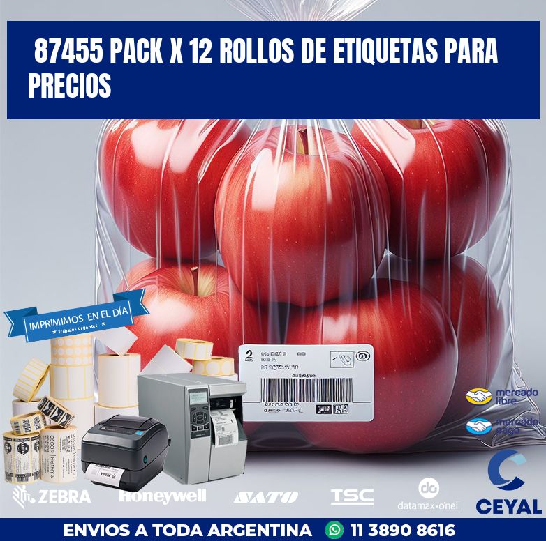 87455 PACK X 12 ROLLOS DE ETIQUETAS PARA PRECIOS