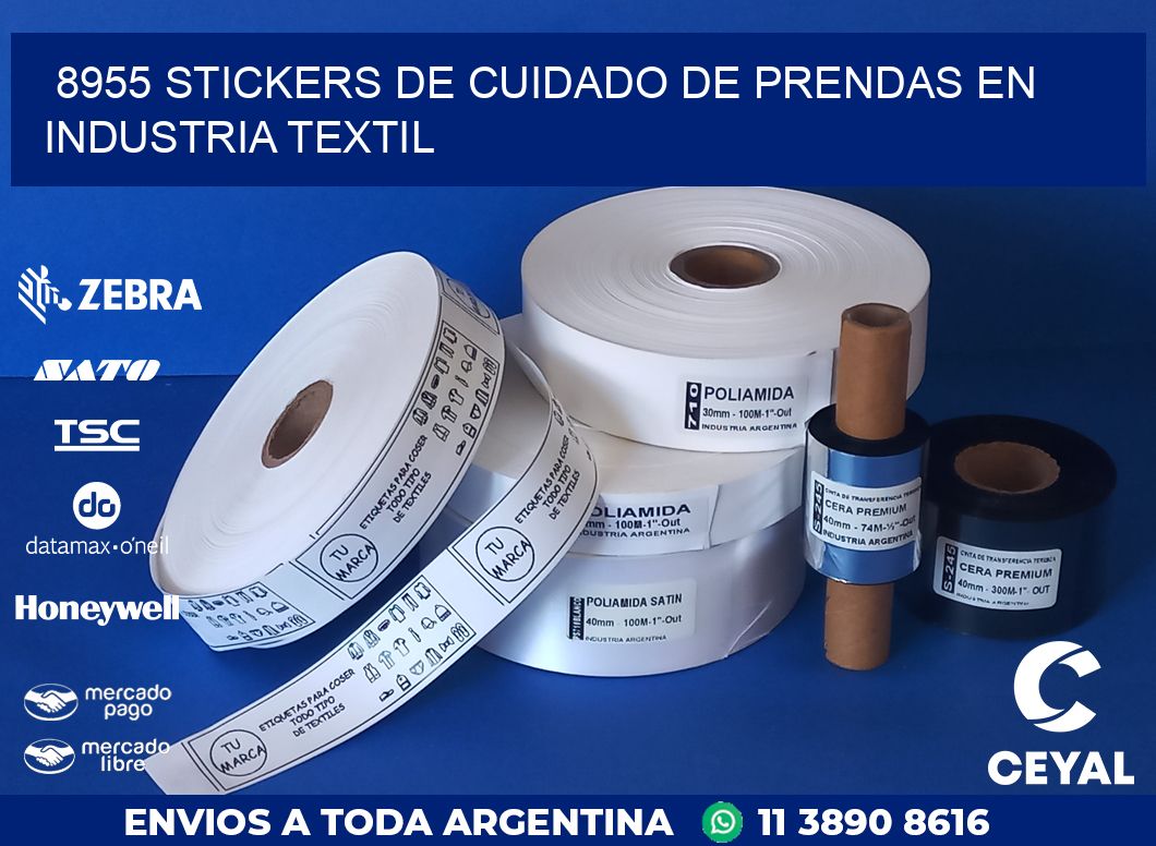 8955 STICKERS DE CUIDADO DE PRENDAS EN INDUSTRIA TEXTIL