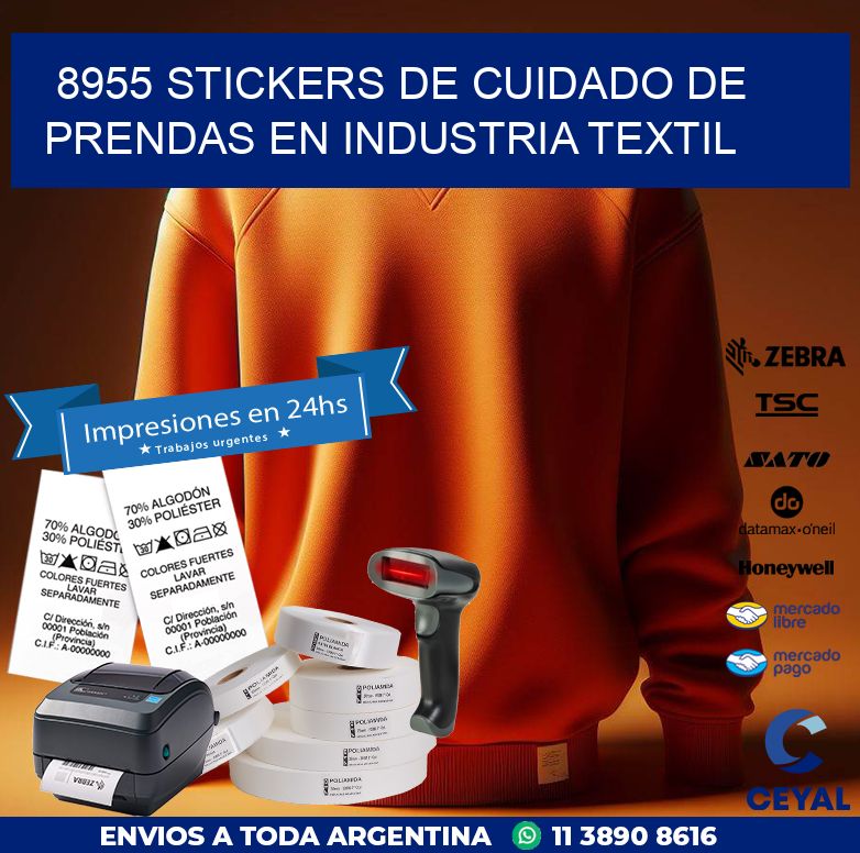 8955 STICKERS DE CUIDADO DE PRENDAS EN INDUSTRIA TEXTIL