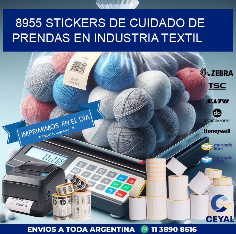 8955 STICKERS DE CUIDADO DE PRENDAS EN INDUSTRIA TEXTIL