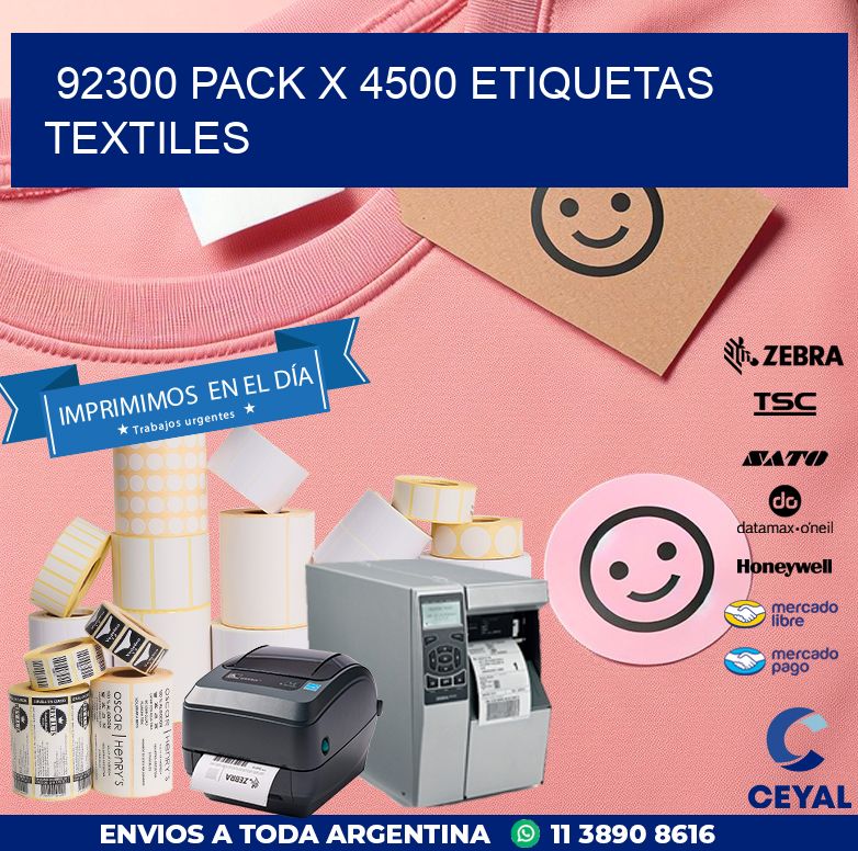 92300 PACK X 4500 ETIQUETAS TEXTILES