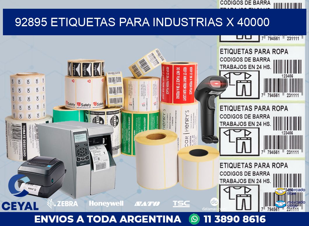 92895 ETIQUETAS PARA INDUSTRIAS X 40000