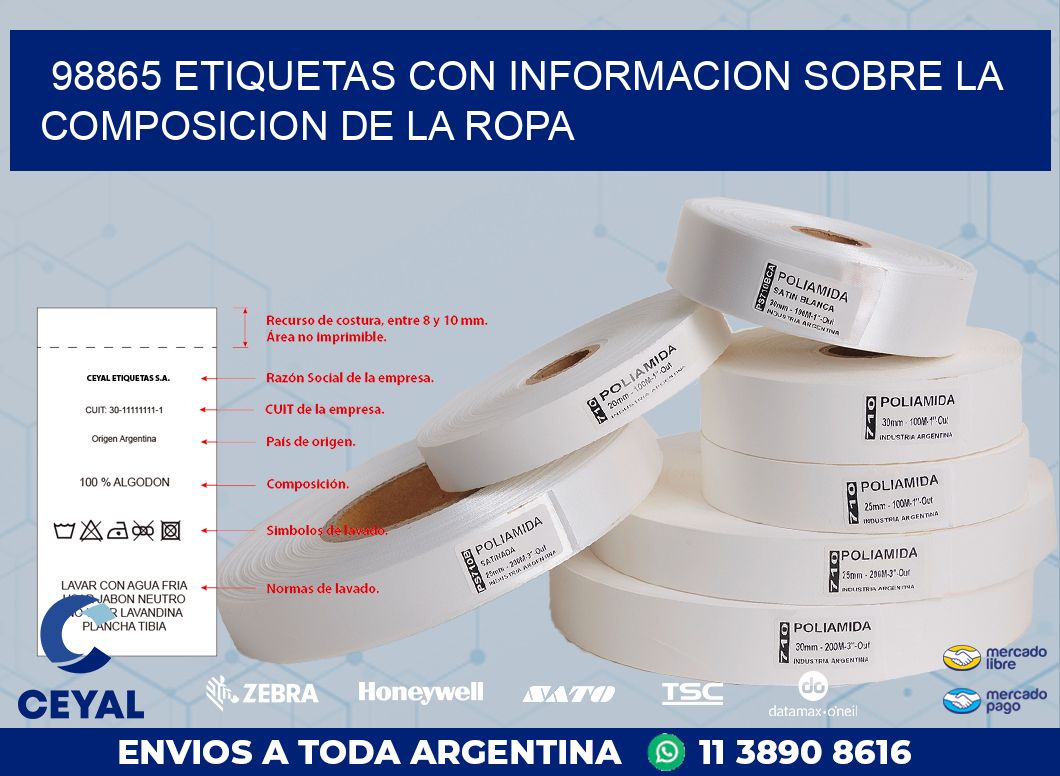 98865 ETIQUETAS CON INFORMACION SOBRE LA COMPOSICION DE LA ROPA