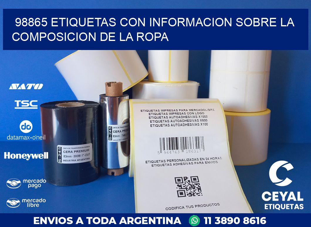 98865 ETIQUETAS CON INFORMACION SOBRE LA COMPOSICION DE LA ROPA