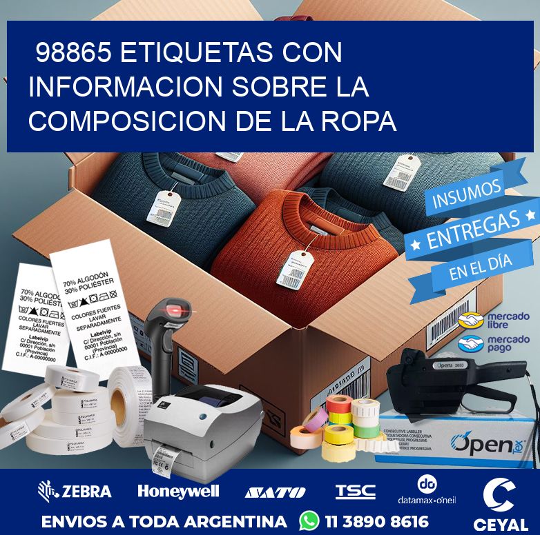 98865 ETIQUETAS CON INFORMACION SOBRE LA COMPOSICION DE LA ROPA