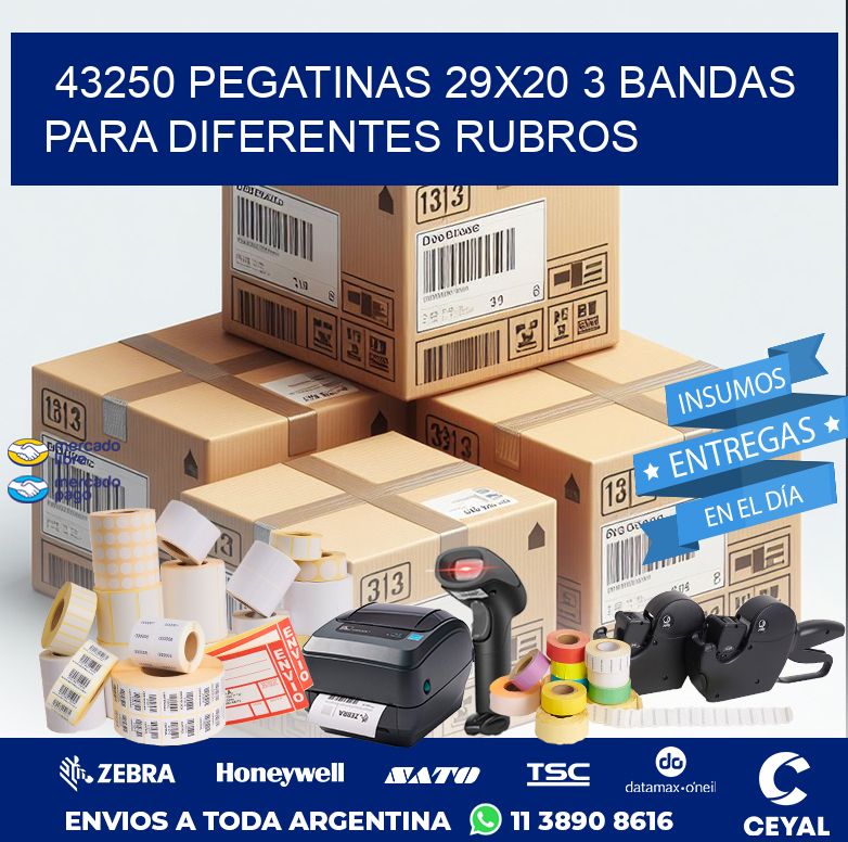 43250 PEGATINAS 29X20 3 BANDAS PARA DIFERENTES RUBROS