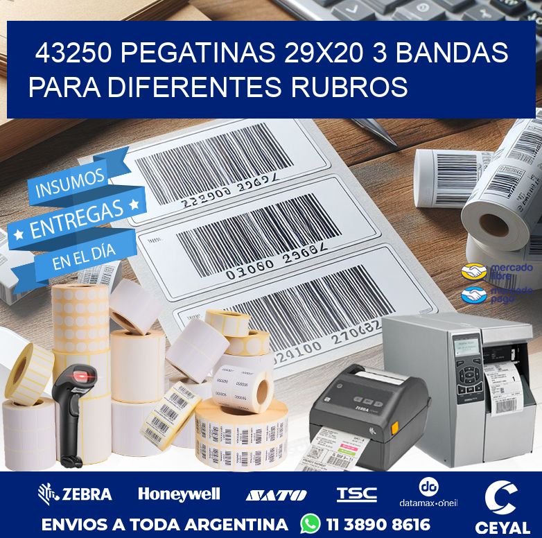 43250 PEGATINAS 29X20 3 BANDAS PARA DIFERENTES RUBROS