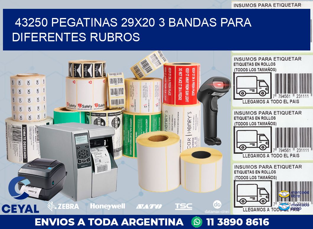 43250 PEGATINAS 29X20 3 BANDAS PARA DIFERENTES RUBROS