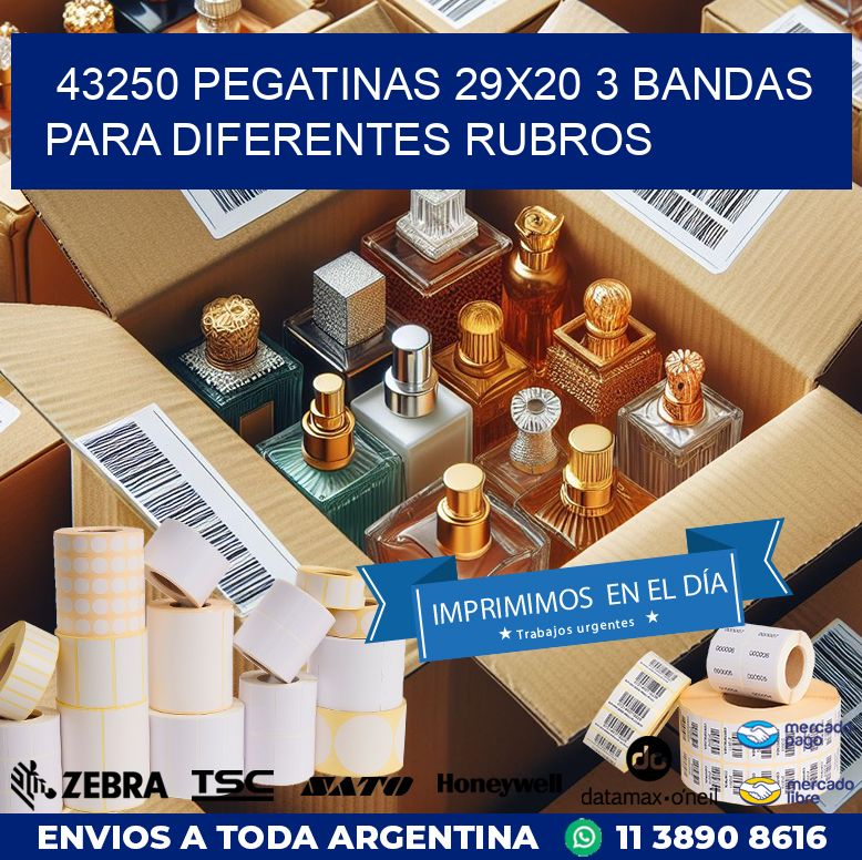 43250 PEGATINAS 29X20 3 BANDAS PARA DIFERENTES RUBROS