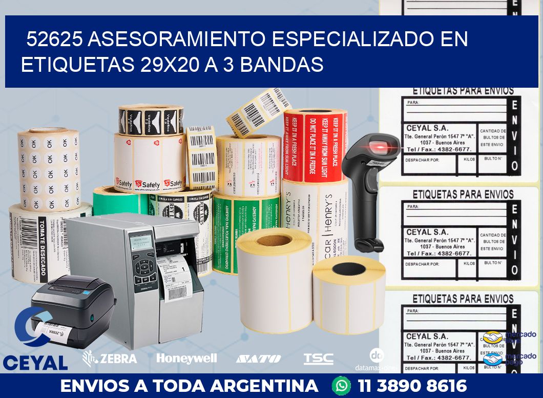 52625 ASESORAMIENTO ESPECIALIZADO EN ETIQUETAS 29X20 A 3 BANDAS