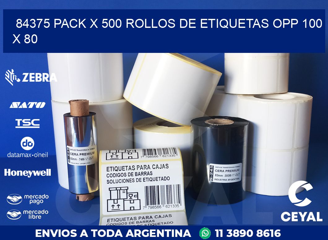 84375 PACK X 500 ROLLOS DE ETIQUETAS OPP 100 X 80