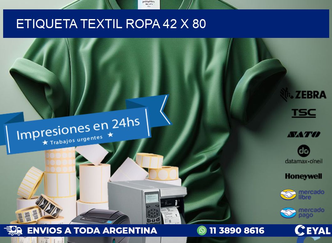 ETIQUETA TEXTIL ROPA 42 x 80