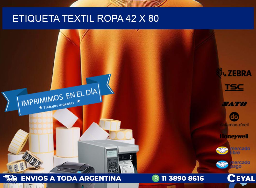 ETIQUETA TEXTIL ROPA 42 x 80