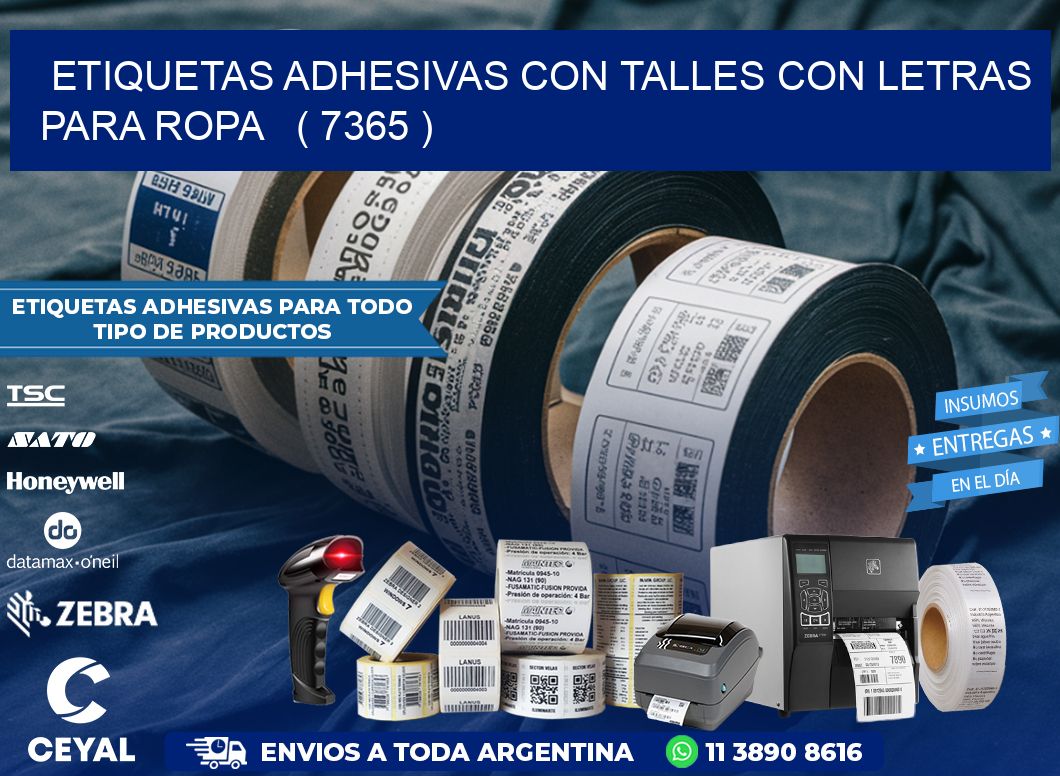 ETIQUETAS ADHESIVAS CON TALLES CON LETRAS PARA ROPA   ( 7365 )