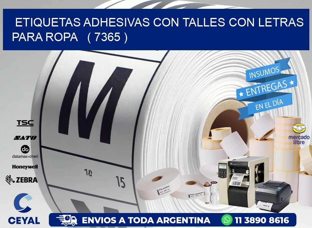 ETIQUETAS ADHESIVAS CON TALLES CON LETRAS PARA ROPA   ( 7365 )