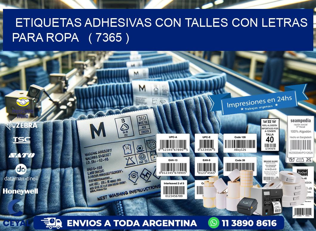 ETIQUETAS ADHESIVAS CON TALLES CON LETRAS PARA ROPA   ( 7365 )