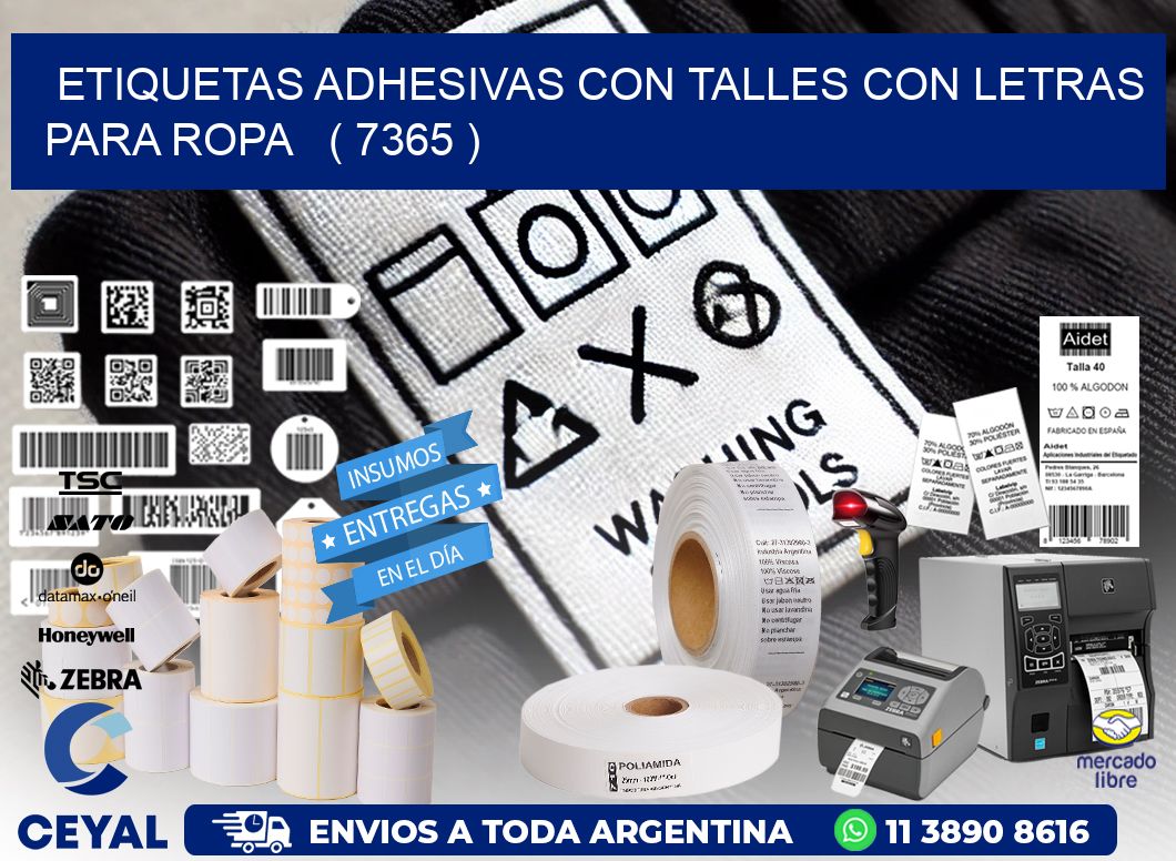 ETIQUETAS ADHESIVAS CON TALLES CON LETRAS PARA ROPA   ( 7365 )