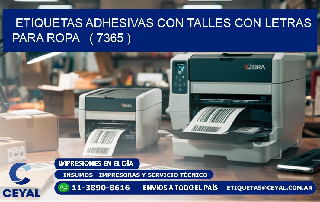 ETIQUETAS ADHESIVAS CON TALLES CON LETRAS PARA ROPA   ( 7365 )