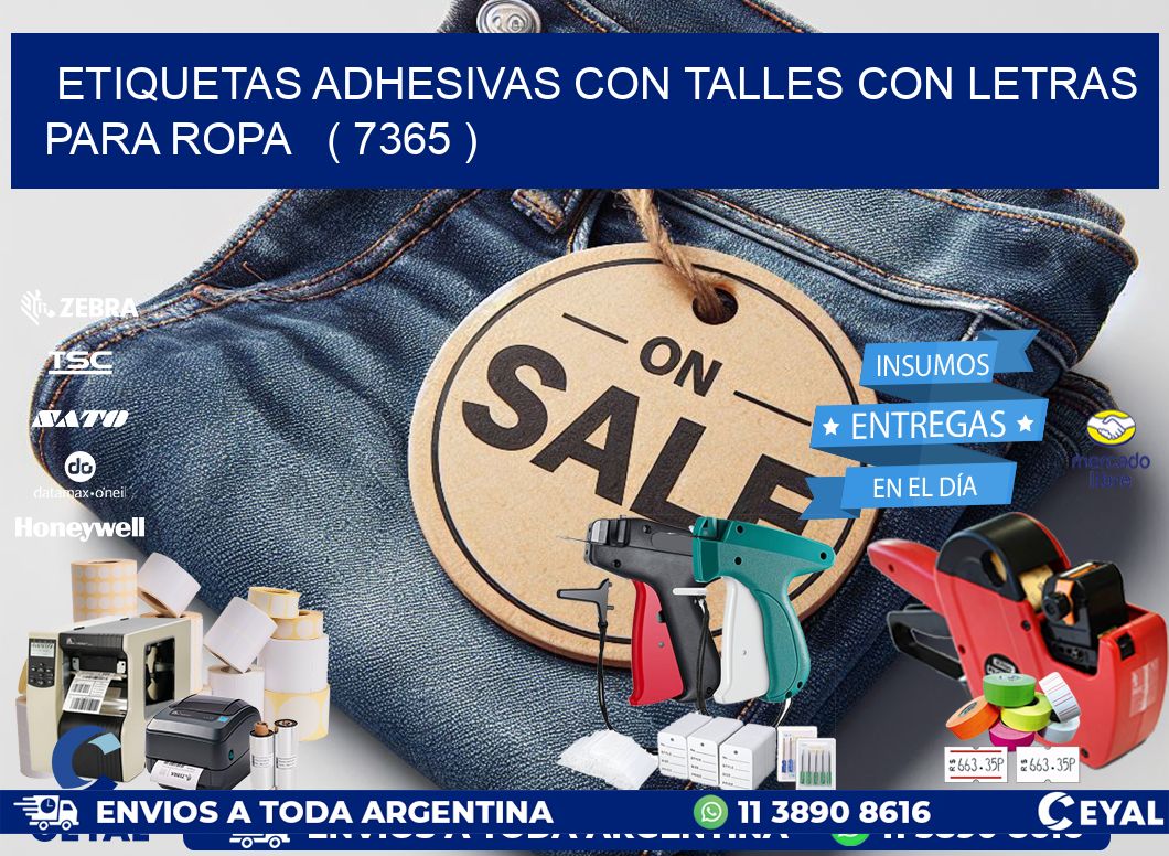 ETIQUETAS ADHESIVAS CON TALLES CON LETRAS PARA ROPA   ( 7365 )