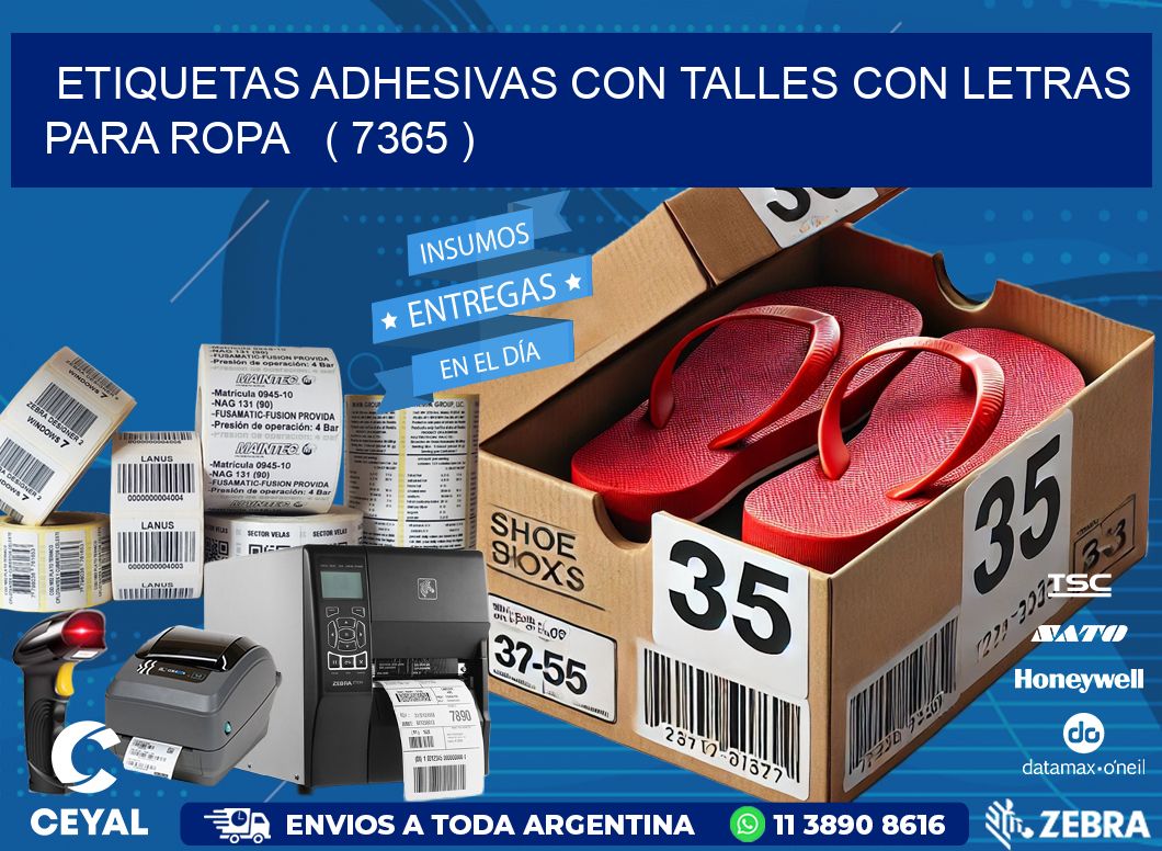 ETIQUETAS ADHESIVAS CON TALLES CON LETRAS PARA ROPA   ( 7365 )