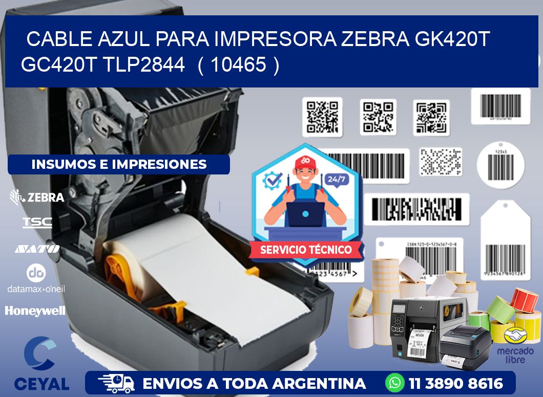 cable azul para impresora zebra GK420T GC420T TLP2844  ( 10465 )