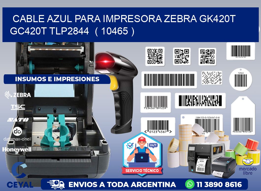 cable azul para impresora zebra GK420T GC420T TLP2844  ( 10465 )