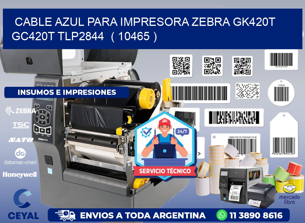 cable azul para impresora zebra GK420T GC420T TLP2844  ( 10465 )