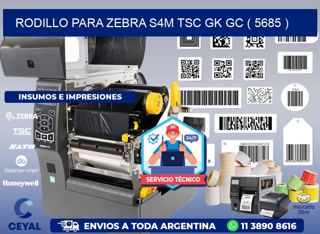 rodillo para zebra S4M TSC GK GC ( 5685 )